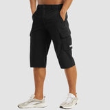 Leichter Cargo-Shorts mit elastischem Bund für Herren | Ideal für den Sommer – Schwarz