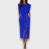 Corvaya – Bleistiftkleid mit Knopfleiste – Königsblau