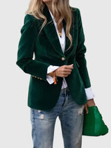 Dagmara – Einreihiger Samt Blazer – Grün