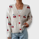 Ravielle – Knopf-Front Cardigan – Aprikose