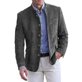 Tavrik - Soft-Touch-Stehkragen-Blazer – Grau