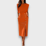 Corvaya – Bleistiftkleid mit Knopfleiste – Orange