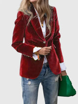 Dagmara – Einreihiger Samt Blazer – Rot