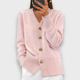Heliora – Strickjacke mit Herzknöpfen – Rosa