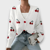 Ravielle – Knopf-Front Cardigan – Weiß