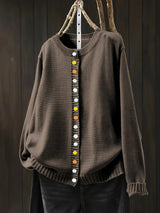 Liora – Strickjacke mit Knopfdetails – Braun