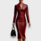 Moryn – Schwarzes Bodycon-Kleid – Burgunder
