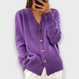 Heliora – Strickjacke mit Herzknöpfen – Lila