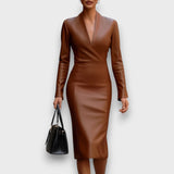 Moryn – Schwarzes Bodycon-Kleid – Braun