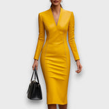 Moryn – Schwarzes Bodycon-Kleid – Gelb