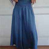 Lilie | Damenjeans mit weitem Bein und hoher Taille und Taschen – Blau