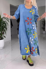 Sukien | Damenkleid mit Blumenmuster – Blau