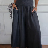 Lilie | Damenjeans mit weitem Bein und hoher Taille und Taschen – Grau