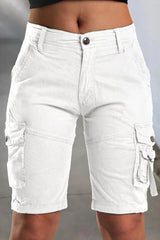 Kurze Cargo-Shorts mit Seitentaschen für Damen | Ideal für den Sommer und Outdoor-Aktivitäten – Weiß