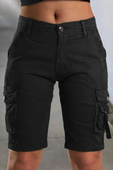 Kurze Cargo-Shorts mit Seitentaschen für Damen | Ideal für den Sommer und Outdoor-Aktivitäten – Schwarz