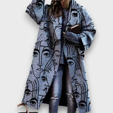 Fioren – Langer Mantel im Oversize-Stil – Grau-Schwarz