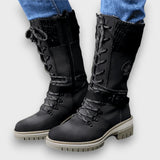 Nauja – Winter Strickstiefel in Wadenlänge – Schwarz