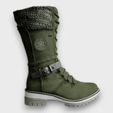 Nauja – Winter Strickstiefel in Wadenlänge – Grün