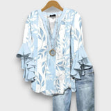 Lunelle – Tagesbluse mit Blumenprint – Hellblau