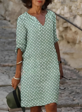 Kristina - Stilvolles Midikleid mit halblangen Ärmeln für Damen – Grün