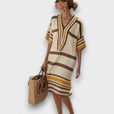Sorelia – Strandkleid mit Streifen – Braun