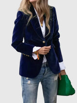 Dagmara – Einreihiger Samt Blazer – Blau