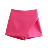 Asymmetrische Shorts-Rock mit seitlichem Reißverschluss für Frauen | Ideal für den Frühling – Rosa