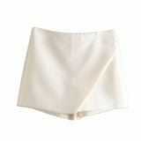 Asymmetrische Shorts-Rock mit seitlichem Reißverschluss für Frauen | Ideal für den Frühling – Beige
