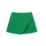 Asymmetrische Shorts-Rock mit seitlichem Reißverschluss für Frauen | Ideal für den Frühling – Grün