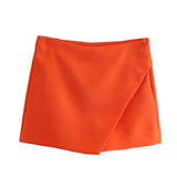 Asymmetrische Shorts-Rock mit seitlichem Reißverschluss für Frauen | Ideal für den Frühling – Orange