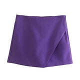 Asymmetrische Shorts-Rock mit seitlichem Reißverschluss für Frauen | Ideal für den Frühling – Lila