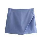 Asymmetrische Shorts-Rock mit seitlichem Reißverschluss für Frauen | Ideal für den Frühling – Blau-Violett