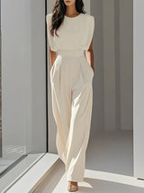 Bernice - Lässiger Ärmelloser Jumpsuit – Weiß
