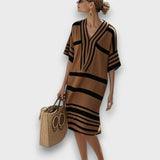 Sorelia – Strandkleid mit Streifen – Dunkelbraun