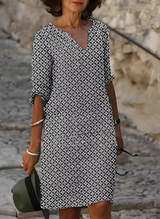 Kristina - Stilvolles Midikleid mit halblangen Ärmeln für Damen – Grau