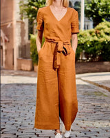 Gabriella - Lässiger Jumpsuit mit Gürtel für Damen – Orange
