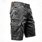 Lars | Funktionale Denim-Cargo-Shorts – Grau