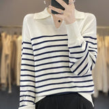 Phidi - Maritimer Chic trifft auf Wohlfühlkomfort mit dem gestreiften Pullover – Weiß