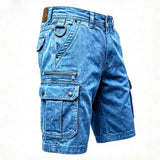 Lars | Funktionale Denim-Cargo-Shorts – Blau