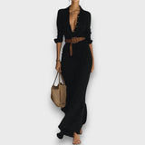 Nirelle – Wickelkleid mit Taillengürtel – Schwarz