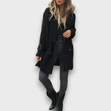 Mirela – Eleganter Strickmantel – Schwarz