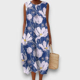 Levania – Kleid mit Blumenprint – Dunkelblau