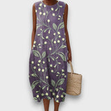 Lunaria – Kleid mit Blütenstickerei – Lila