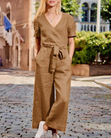 Gabriella - Lässiger Jumpsuit mit Gürtel für Damen – Khaki