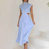 Isabella - Stilvolles Ärmelloses Kleid – Blau