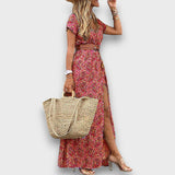 Mirelda – Maxikleid mit Paisley-Charme – Rot