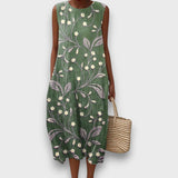 Lunaria – Kleid mit Blütenstickerei – Grün