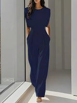 Bernice - Lässiger Ärmelloser Jumpsuit – Blau