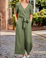 Gabriella - Lässiger Jumpsuit mit Gürtel für Damen – Grün