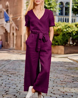 Gabriella - Lässiger Jumpsuit mit Gürtel für Damen – Lila